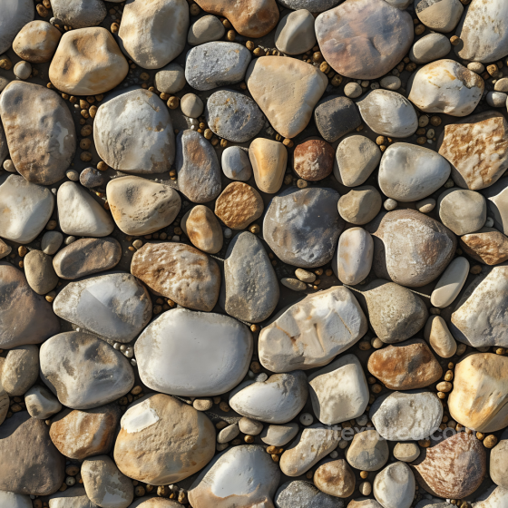 Stone Texture of Smooth Rounded River Stones in Varied Earth Tones Stone texture preview
