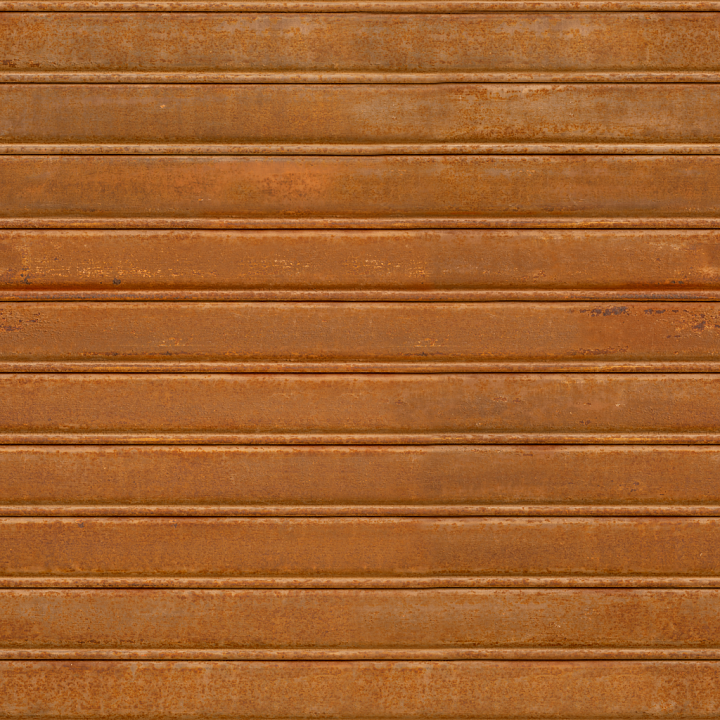 Rusty Metal - Weathered Dented Metal Old Rusty Shutter seamless PBR texture preview