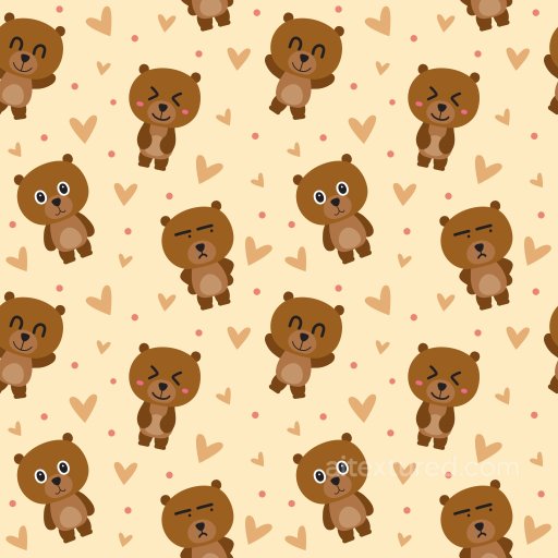 Pattern PBR Texture Featuring Adorable Bear Emoticon Characters with Playful Hearts seamless Pattern Bundle PBR texture