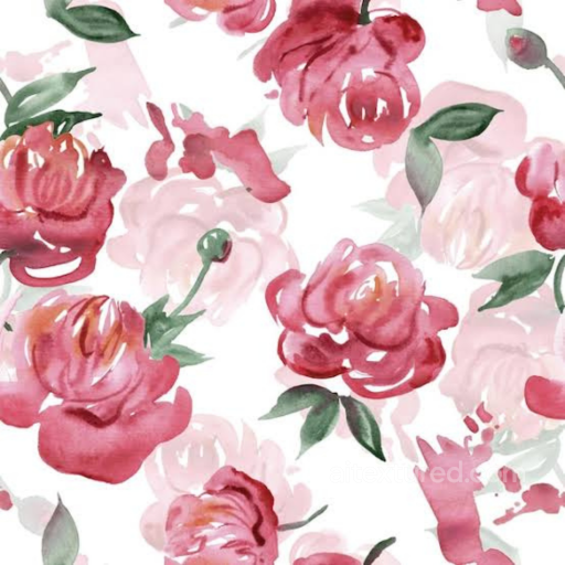 Watercolor Pink Flower Pattern on White Background Seamless Texture seamless Pink Flower PBR texture