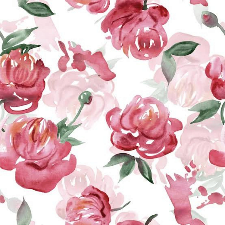 Watercolor Pink Flower Pattern on White Background seamless PBR texture preview