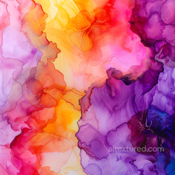 Alcohol Ink PBR Texture with Vibrant Orange and Purple Fluid Swirls Alcohol ink texture preview