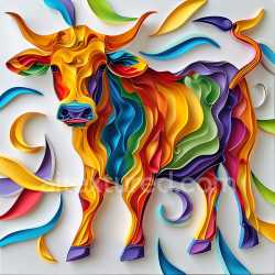 seamless Seamless 3D PBR Texture of Abstract Colorful Cow Origami Art texture 8k free download PBR