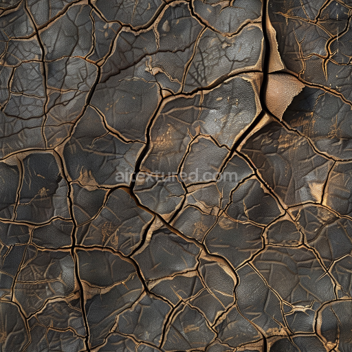 Preview — Seamless 3D PBR Cracked and Distressed Dark Brown Leather Texture