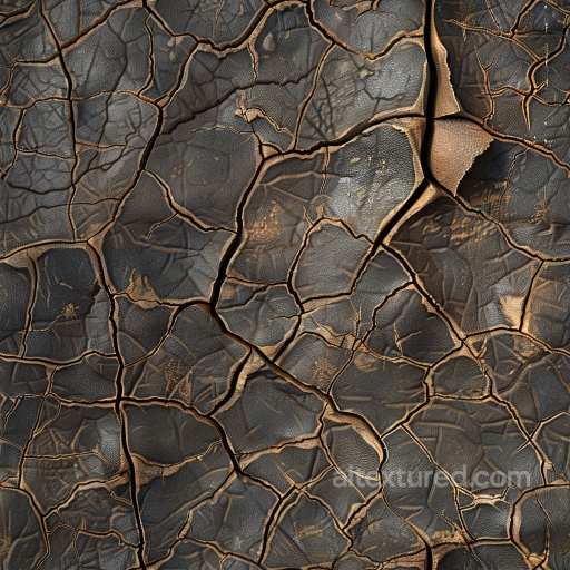 Cracked and Distressed Dark Brown Leather Texture seamless Leather PBR texture