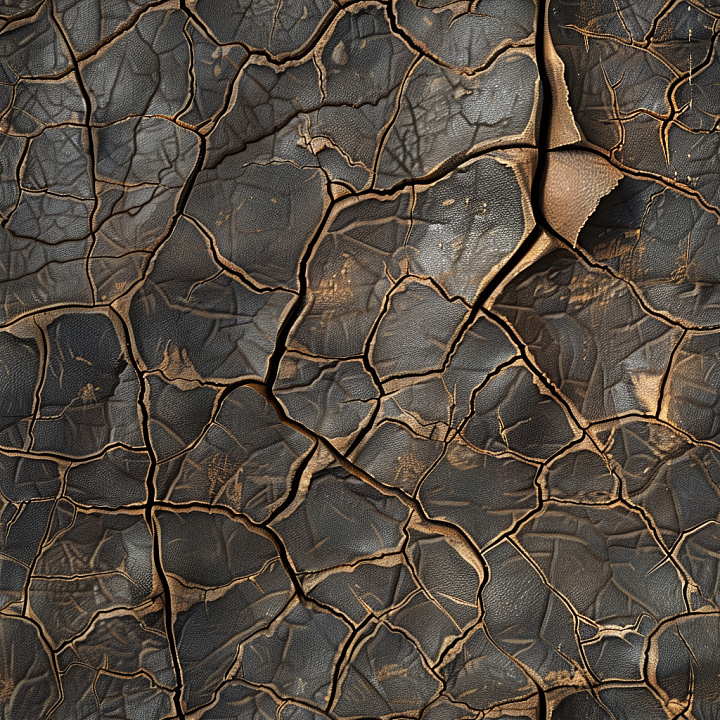 Cracked and Distressed Dark Brown Leather seamless PBR texture preview