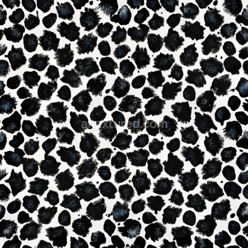 Seamless 3D PBR Leopard Print Fabric Texture with Black Brushstroke Spots on White