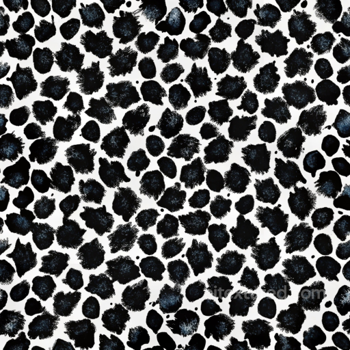 Leopard Print Fabric Texture with Black Brushstroke Spots on White seamless Leopard Print PBR texture