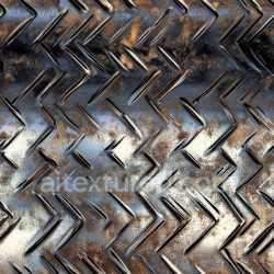 seamless Seamless 3D Rusted Steel Diamond Plate PBR Texture with Worn Patina texture 8k free download PBR