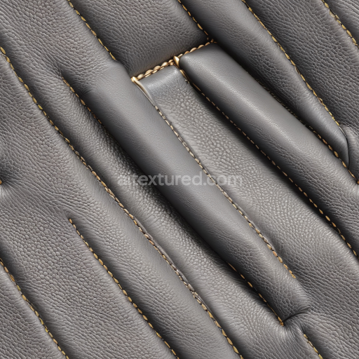 Seamless 3D PBR Grey Pebbled Leather Upholstery Texture with Detailed Stitching