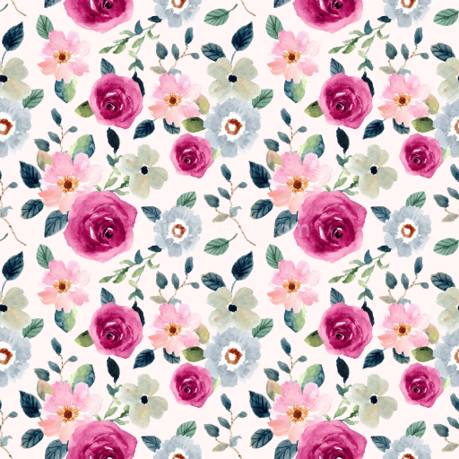 Seamless 3D PBR Texture with Pink Flower Watercolor Floral Pattern