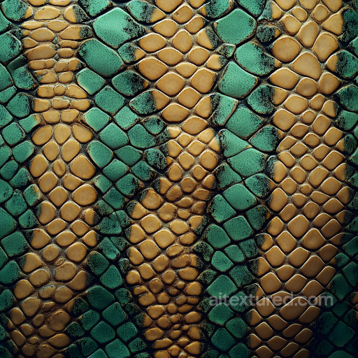 Reptile Skin Texture Featuring Glossy Brown and Green Scales with Detailed Surface Micros… seamless Skin PBR texture