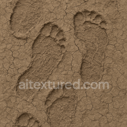 seamless Seamless 3d texture pbr 8k muddy footprints closeup with footprint cracking on dry mud texture 8k free download PBR