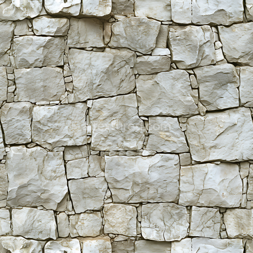 Seamless 3D PBR Weathered Stone Wall Texture with Light Beige Rough Blocks