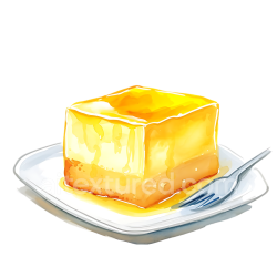 seamless Breakfast Illustration of Latiya Sponge Cake with Custard on Plate texture 8k free download PBR