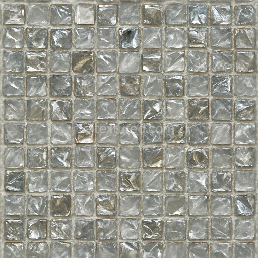 Seamless 3d texture pbr 8k glass tesserae mosaic with metallic accents and reflective shards