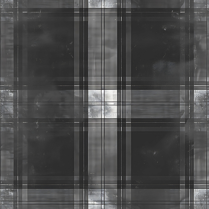 Black and White Grunge Plaid Fabric Pattern seamless PBR texture preview