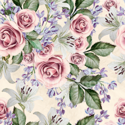 seamless Seamless 3D PBR Floral Texture Featuring Soft Pink Roses and White Lilies texture 8k free download PBR