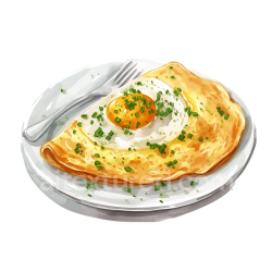 seamless Breakfast White Omelet with Sunny Side Egg and Chives Illustration texture 8k free download PBR