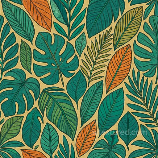 Decorative Tropical Leaves Seamless Texture seamless Foliage PBR texture