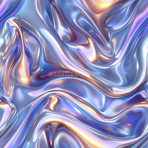Seamless 3D PBR Texture of Iridescent Glossy Fabric with Smooth Flowing Waves
