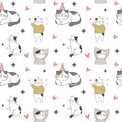 Pattern Bundle - Seamless 3D Pattern PBR Texture Featuring Playful Cat Characters with Hearts and Stars texture preview