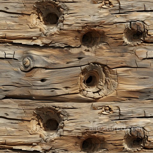 Cracked and Holed Weathered Wood PBR Texture with Natural Grain and Deep Cavities seamless Cracked & Holes PBR texture