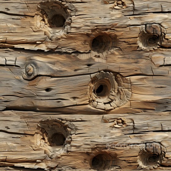 Cracked and Holed Weathered Wood PBR Texture with Natural Grain and Deep Cavities Cracked & Holes texture preview