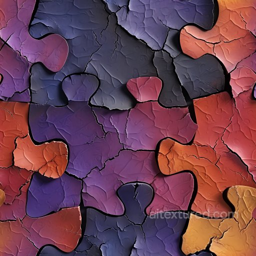 Cracked Painted Puzzle PBR Texture with Multicolor Gradients and Jagged Edges seamless Cracked & Holes PBR texture