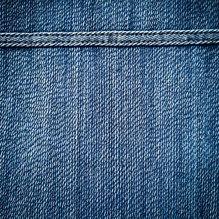 Cracked Denim Fabric with Worn Blue Weave and Detailed Stitching seamless PBR texture preview