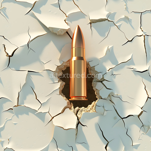 Seamless 3D Cracked Plaster & Hole PBR Texture in Light Cream