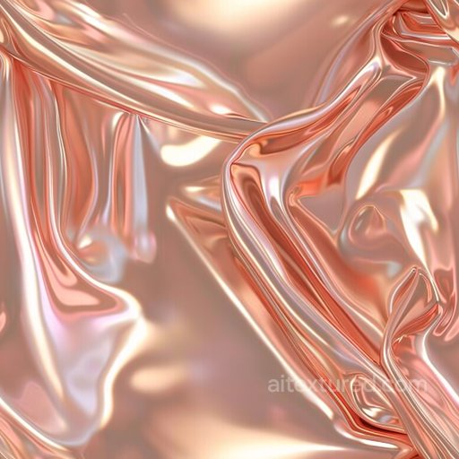 Seamless 3D PBR Glossy Wrinkled Fabric Texture with Soft Rose Gold Sheen texture preview