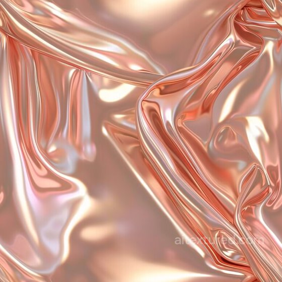 Glossy Wrinkled Fabric Texture with Soft Rose Gold Sheen Glossy texture preview