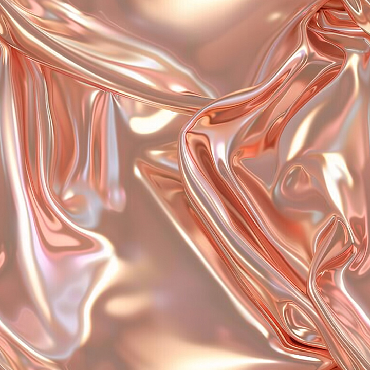 Glossy Wrinkled Fabric with Soft Rose Gold Sheen seamless PBR texture preview