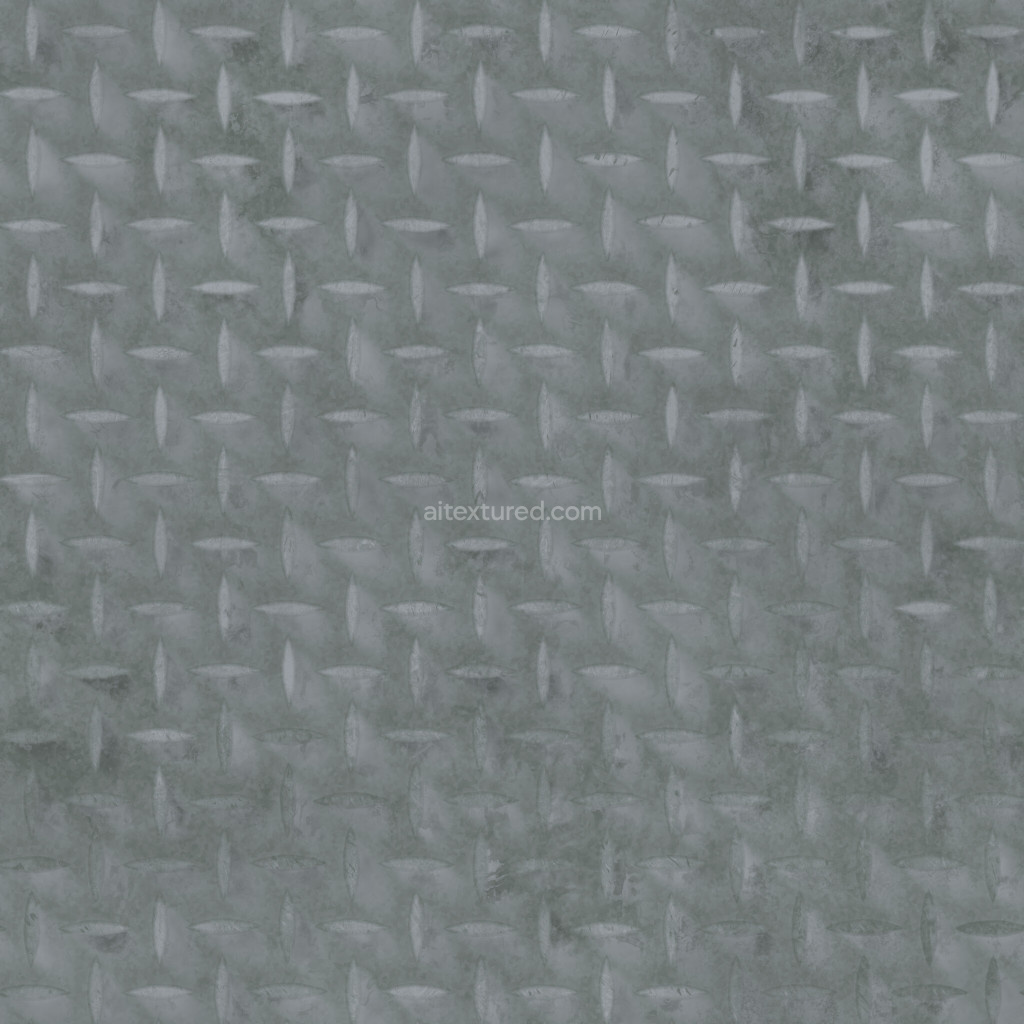 Seamless diamond plate PBR texture with reflective surface