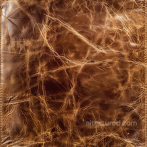 distressed brown cracked leather PBR texture with aged wrinkles and stitching seamless Leather PBR texture