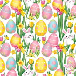 seamless Seamless 3D PBR Texture Featuring Easter Eggs and Bunny with Spring Flowers texture 8k free download PBR