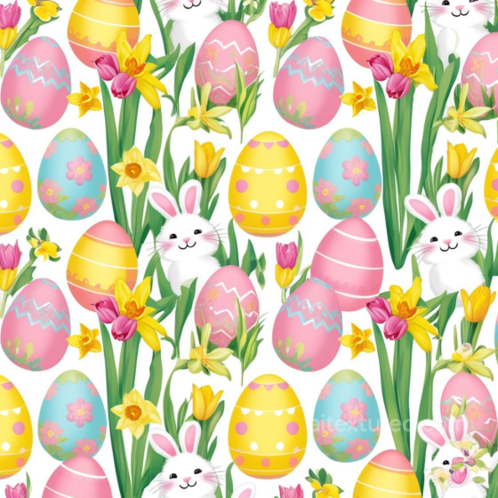 Featuring Easter Eggs and Bunny with Spring Flowers All Easter Digital paper texture preview