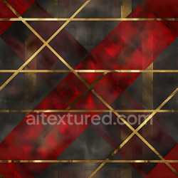 seamless Seamless 3D PBR Texture of Red and Black Plaid with Golden Lattice Pattern texture 8k free download PBR