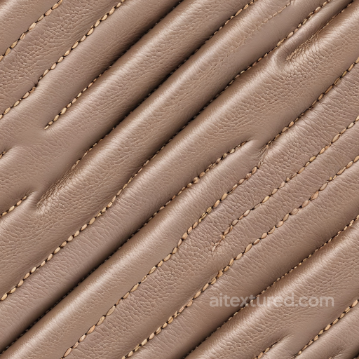 taupe stitched leather PBR texture with soft grain and padded panels seamless Leather PBR texture