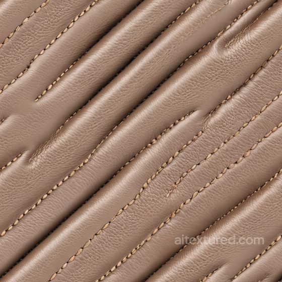taupe stitched leather PBR texture with soft grain and padded panels Leather texture preview