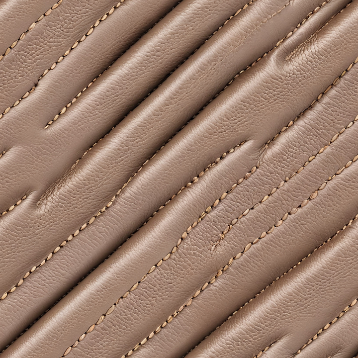 Taupe Stitched Leather With Soft Grain And Padded Panels seamless PBR texture preview