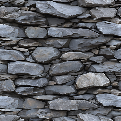 Slate Stone Wall PBR Texture with Layered Flat Rocks seamless Stone PBR texture