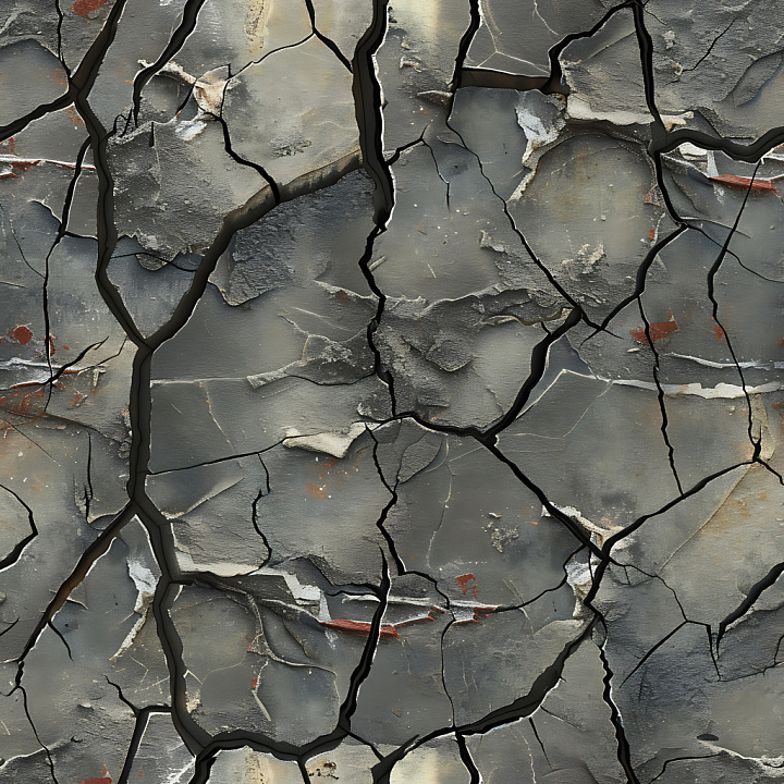 Cracked Industrial Concrete with Jagged Splits and Worn Surface seamless PBR texture preview