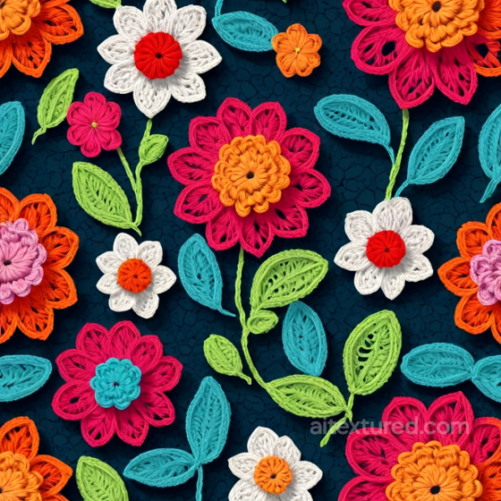 Vibrant Multicolor Embroidered Floral Fabric Seamless Texture Embroidered floral texture preview