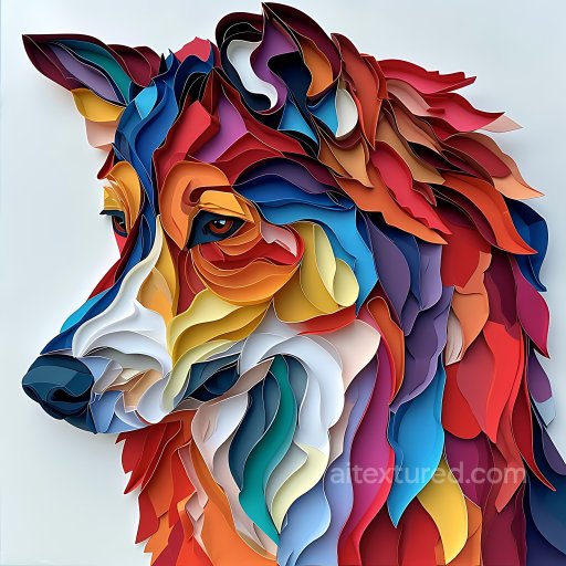 Animal - Seamless 3D PBR Texture Featuring Origami-inspired Multicolor Collie Fur texture preview