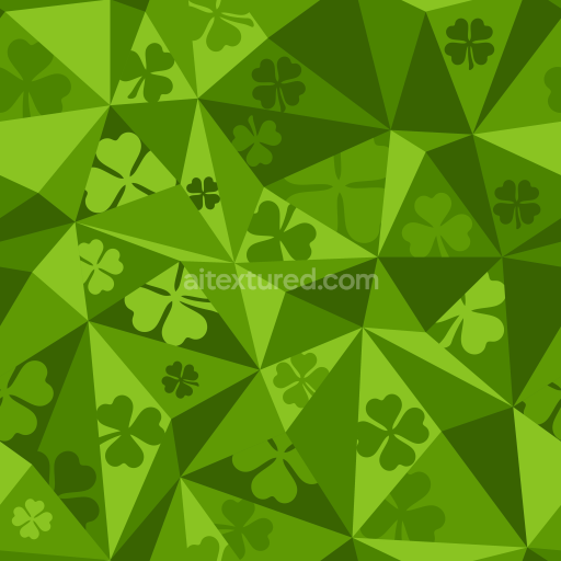 Seamless 3D PBR Texture with Green Geometric Shamrock Pattern