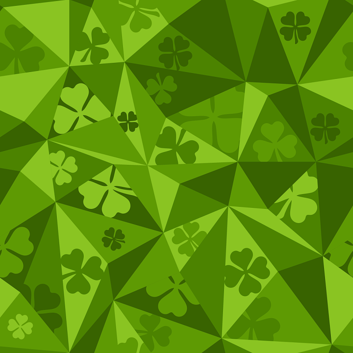 with Green Geometric Shamrock Pattern seamless PBR texture preview