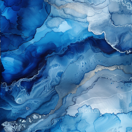 Alcohol Ink PBR Texture Featuring Blue and Silver Fluid Marbling seamless Alcohol ink PBR texture