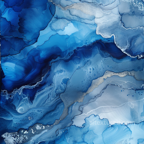 Alcohol Ink PBR Texture Featuring Blue and Silver Fluid Marbling Alcohol ink texture preview